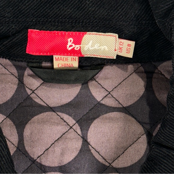 Boden Quilted Jacket Black Corduroy Collar Lightweight US 8 - Picture 6 of 10